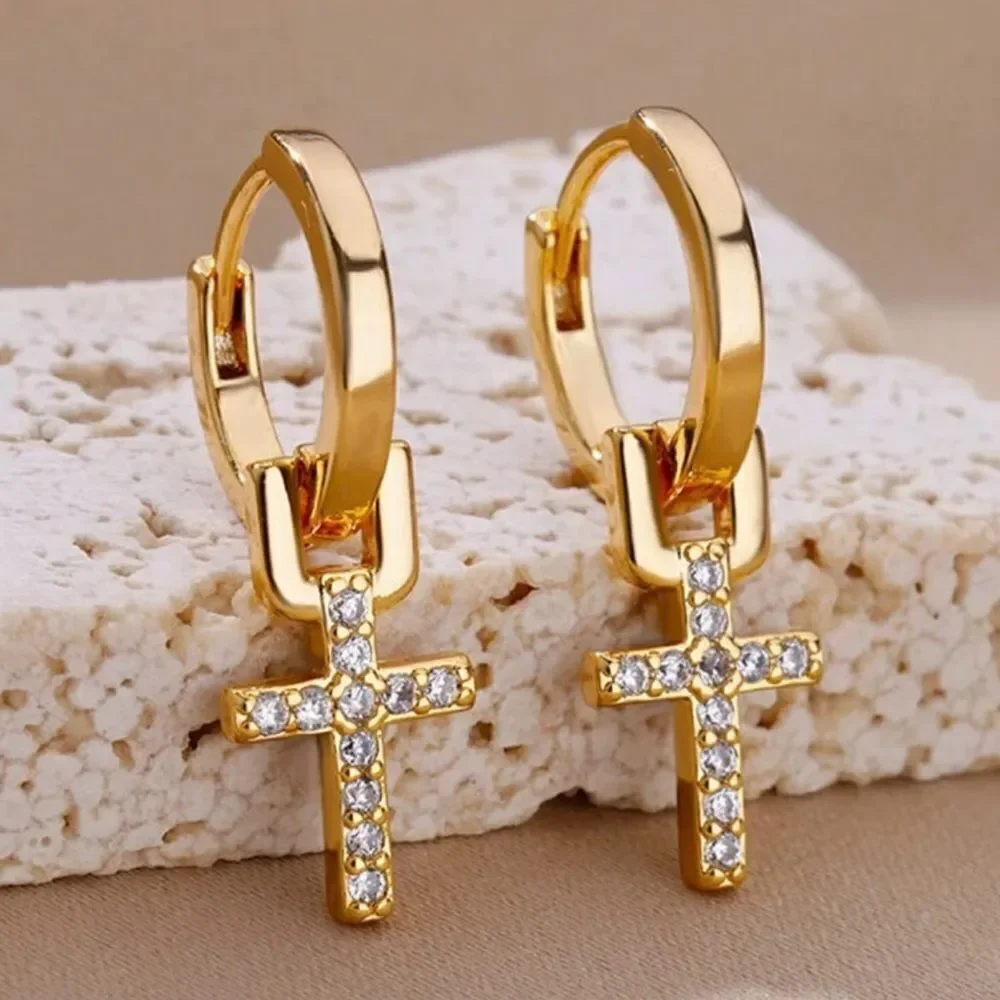 Cross hoop earrings N647